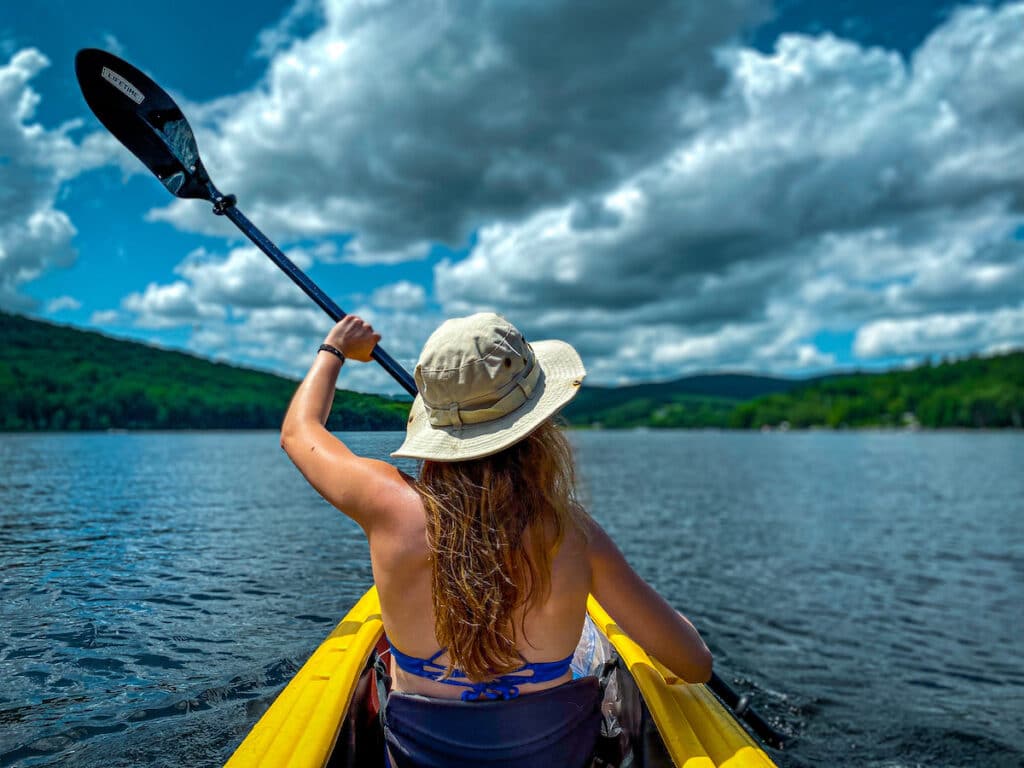 Mac Kayaking on the Harriman Reservoir, Wilmington, VT