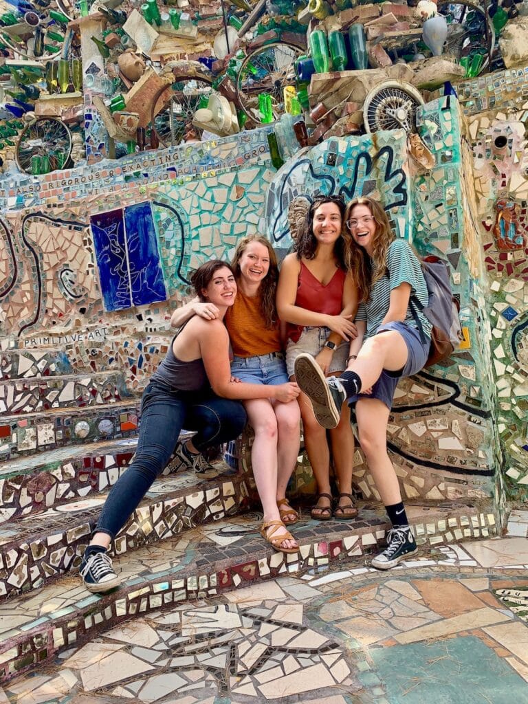 Mac and friends taking a goofy picture together at the Magic Gardens in Philadelphia, PA
